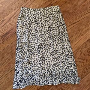 Reformation Black and White Ruffled Pencil Midi Skirt